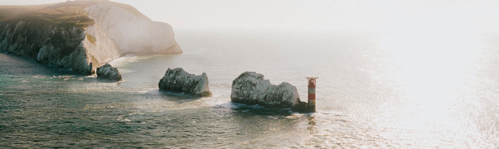 Aerial view of the Needles and Alum Bay on the Isle of Wight